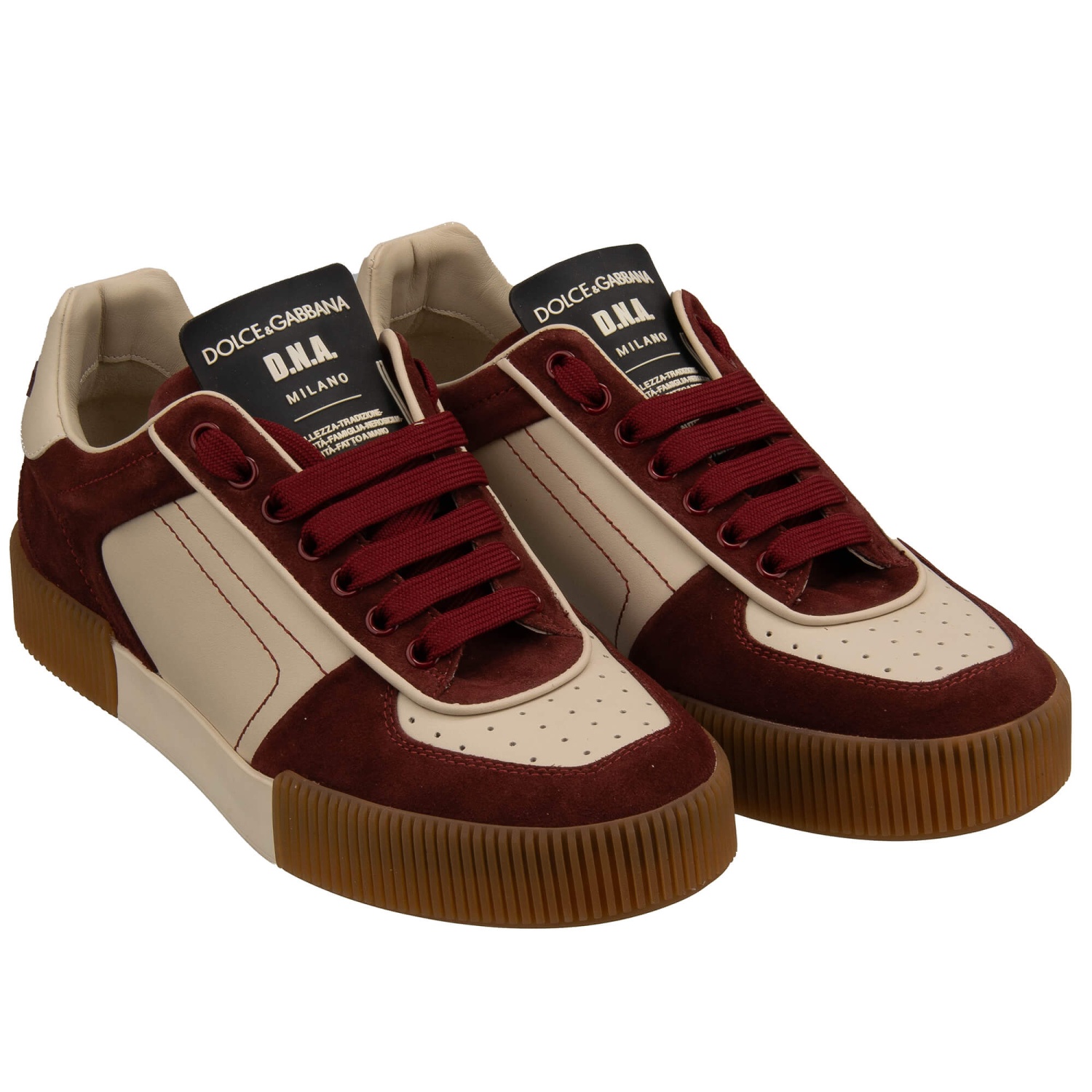 DOLCE & GABBANA Men Logo Low Top Leather Sneaker Shoes NEW MIAMI